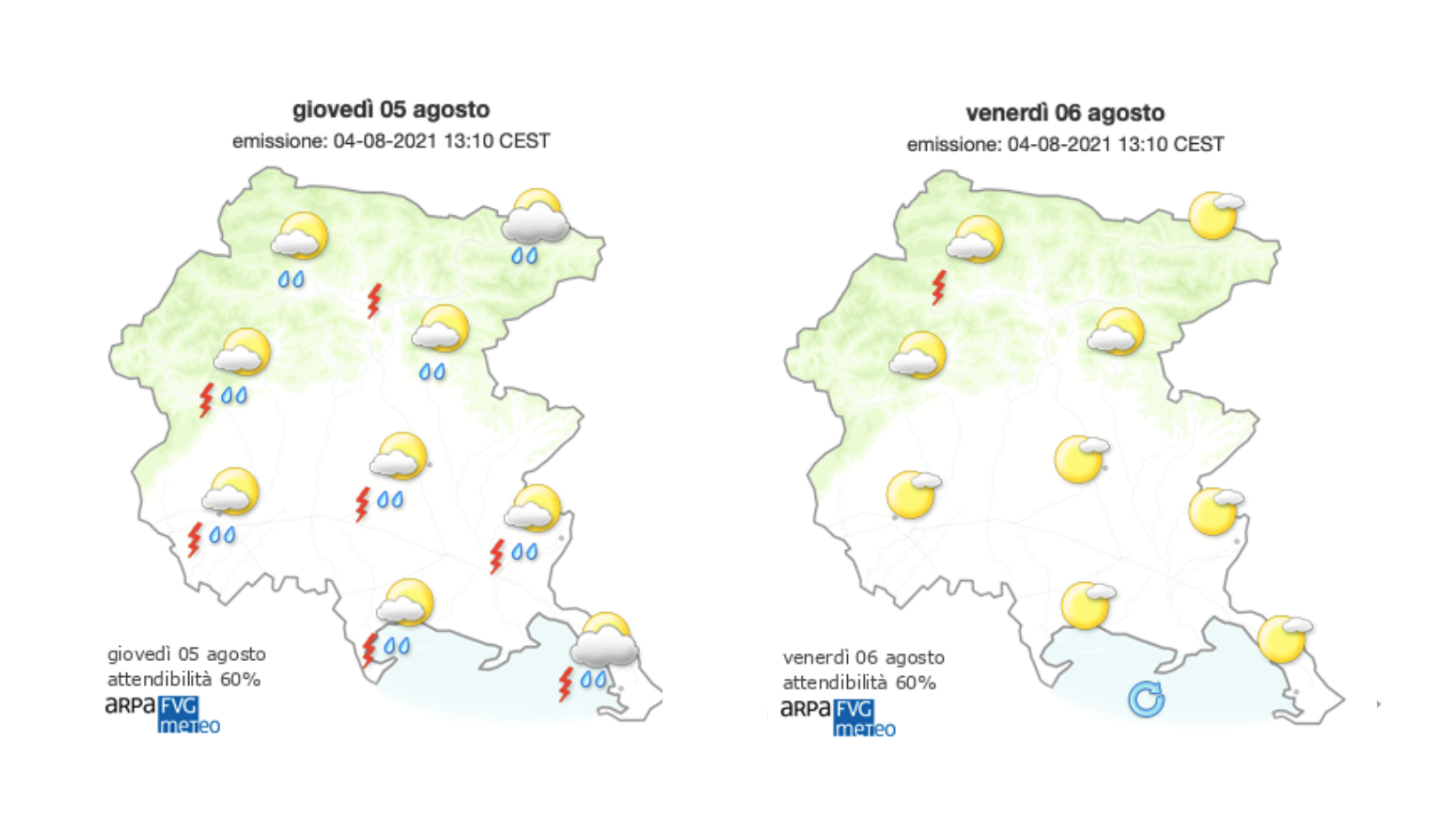 Immagine per Meteo, giornata segnata dalla pioggia sul Goriziano fino a domani